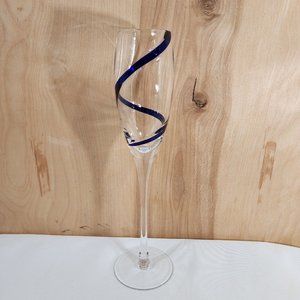 Pier 1 Cobalt Blue Swirline Glass Champagne Flute 10.25"